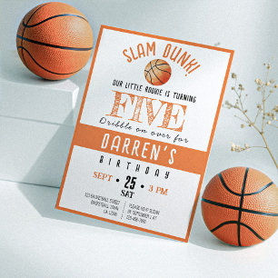 Cute Watercolor Rookie Basketball Birthday Inbjudningar