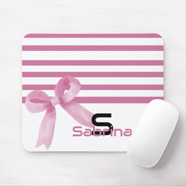 Cute Watercolor Rosa Bow Rand Mousepad Musmatta (Med mus)