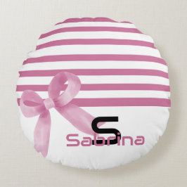Cute Watercolor Rosa Bow Rand Round Pillow Rund Kudde