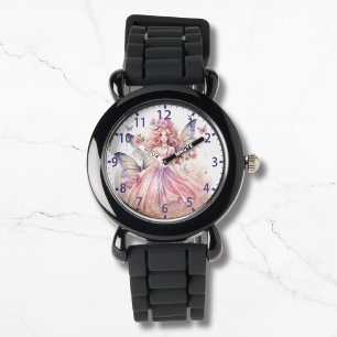 Cute Watercolor Rosa Fairy Girly Butterflies Armbandsur