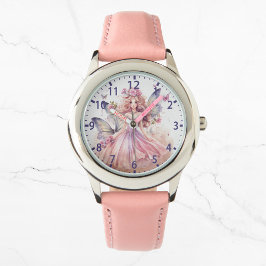 Cute Watercolor Rosa Fairy Girly Butterflies Armbandsur