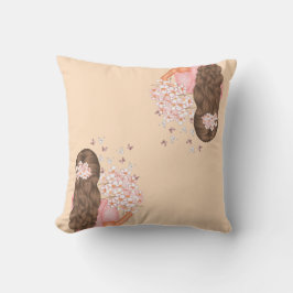 Cute Watercolor Rosa Flowers Monogrammed för henne Kudde