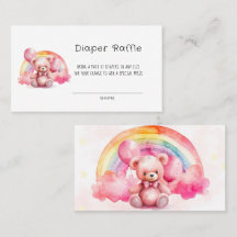 Cute Watercolor Rosa Nalle Diaper Raffle