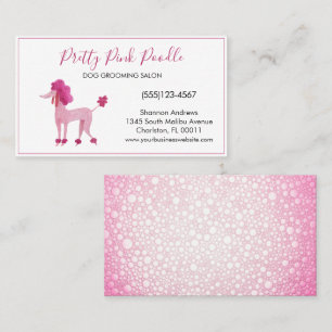 Cute Watercolor Rosa Pudel Hund Grooming Service Visitkort