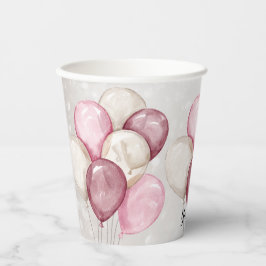 Cute Watercolor Rosa White Balloons Party
