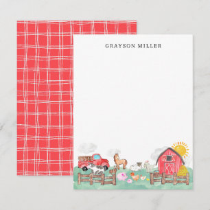 Cute Watercolor Rustic Barnyard Boskap Kids Tack Kort
