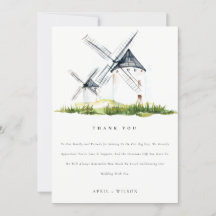 Cute Watercolor Rustic Farm Kvarn Theme Bröllop