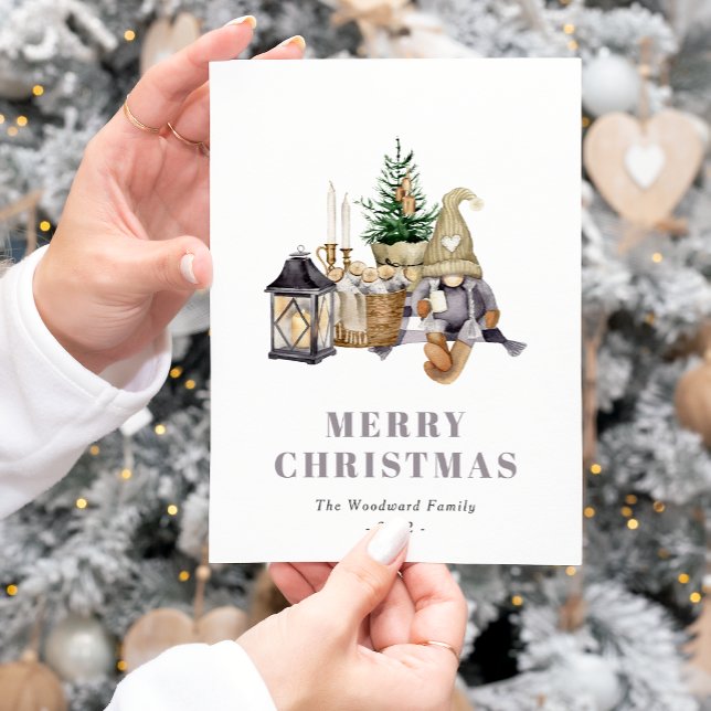 Cute Watercolor Rustic Gnome-Helgdag vykort (Skapare uppladdad)