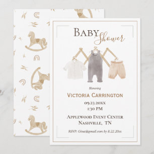 Cute Watercolor RustIc Simple Baby Shower Inbjudningar