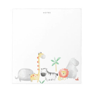 Cute Watercolor Safari Friends Tropical Anteckningsblock