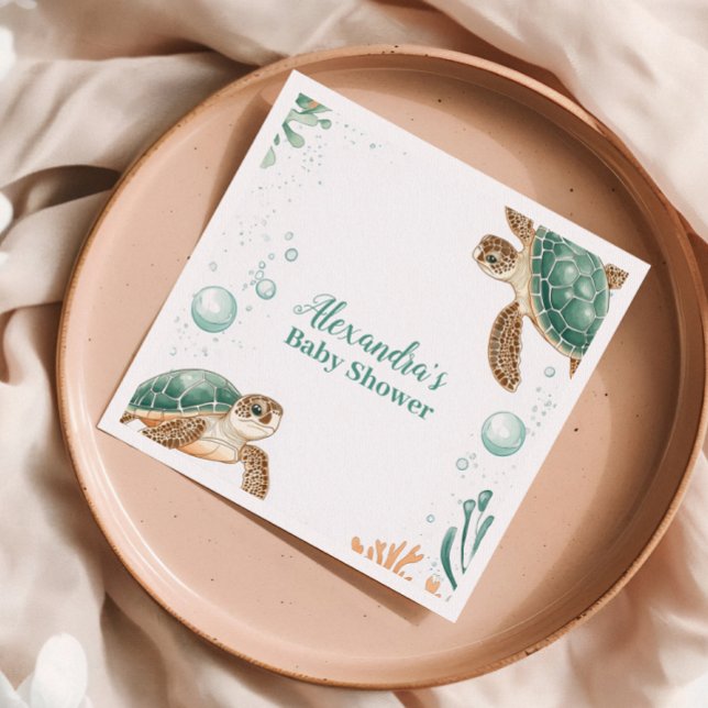 Cute Watercolor Sea Turtle Pappersservett (Skapare uppladdad)