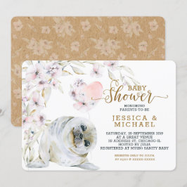 Cute Watercolor Seal Gender Neutral Baby Shower Inbjudningar