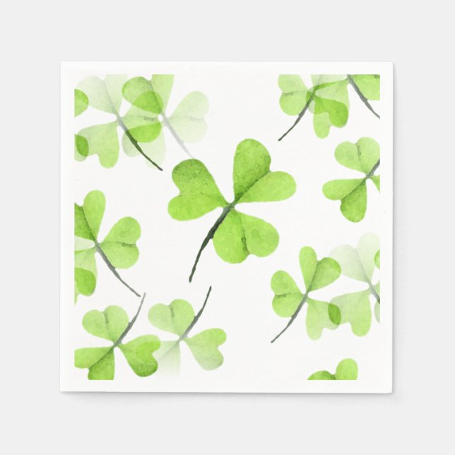 Cute Watercolor Shamrocks Mönster St patrick's day Pappersservett (Framsidan)