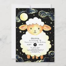 Cute Watercolor Sheep Birthday
