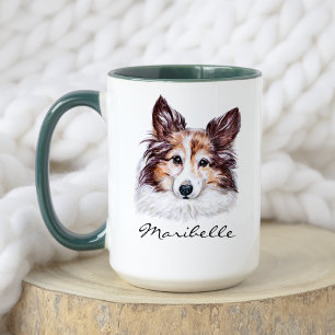 Cute Watercolor Shetland Sheepdog Sheltie Pet Mugg