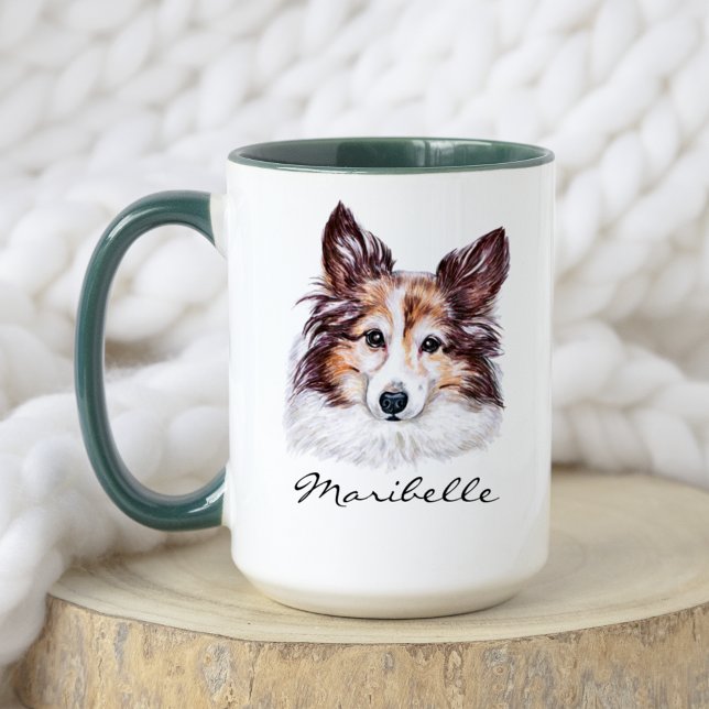 Cute Watercolor Shetland Sheepdog Sheltie Pet Mugg (Skapare uppladdad)