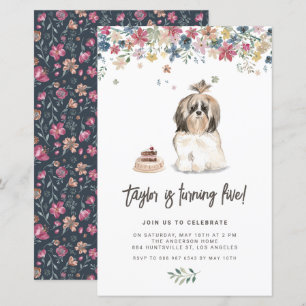 Cute Watercolor Shih Tzu Hund Birthday Investigati