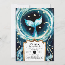 Cute Watercolor Sjöjungfru Birthday