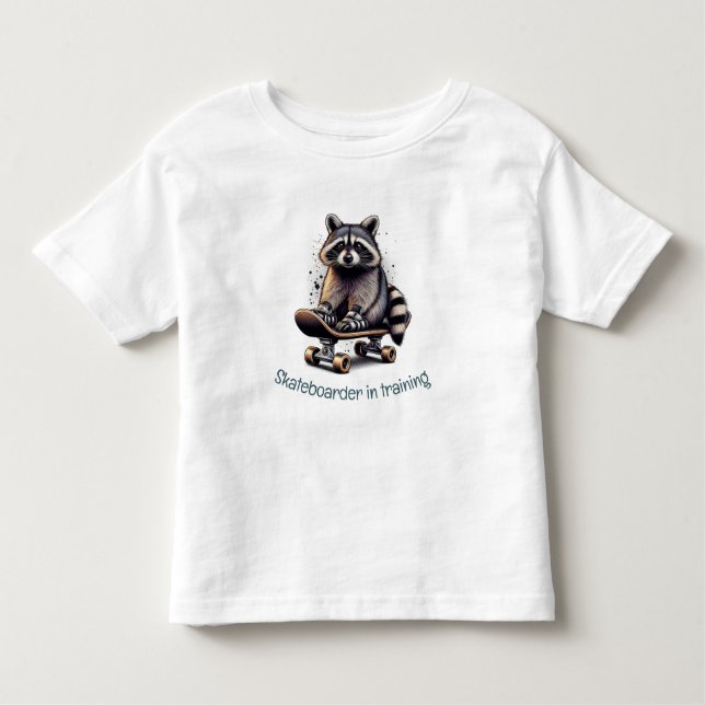 Cute Watercolor Skateboarder in Training T Shirt (Framsida)