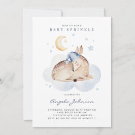 Cute Watercolor Sleeping Baby Hjort Baby Sprinkle Inbjudningar