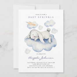 Cute Watercolor Sleeping Baby Rabbit Baby Sprinkle Inbjudningar