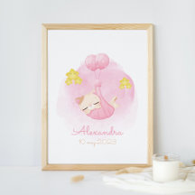 Cute Watercolor Sleeping Rosa Nursery Art