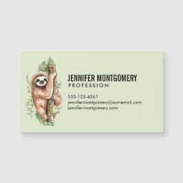 Cute Watercolor Sloth och Tropical Löv