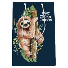 Cute Watercolor Sloth & Tropical Löv Birthday