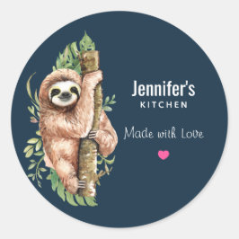 Cute Watercolor Sloth & Tropical Löv Kitchen Runt Klistermärke