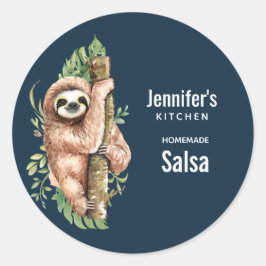 Cute Watercolor Sloth & Tropical Löv Kitchen Runt Klistermärke