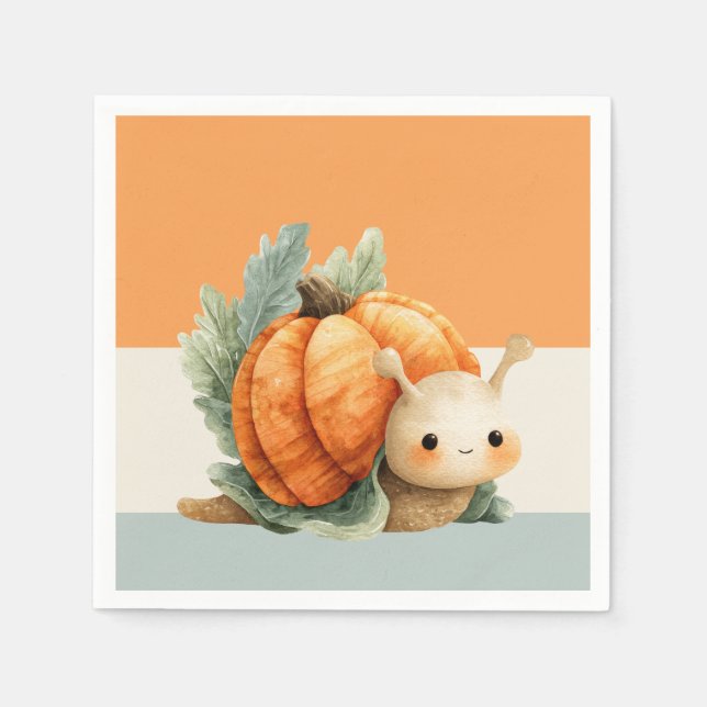 Cute Watercolor Snail Woodland Autumn Fall Pappersservett (Framsidan)