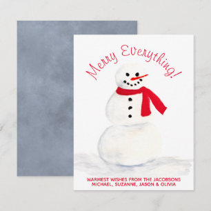 Cute Watercolor Snögubbe Merry All Festive Julkort