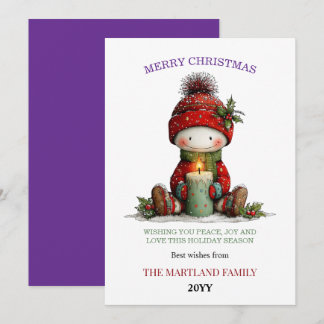Cute Watercolor Snowman Christmas Card Julkort