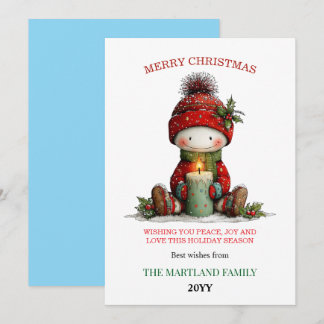Cute Watercolor Snowman Christmas Card Julkort