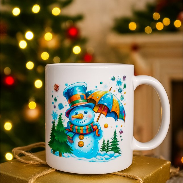 Cute Watercolor Snowman_Festive Holiday Design Kaffemugg (Skapare uppladdad)