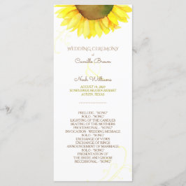 Cute Watercolor Solros Bröllop Program