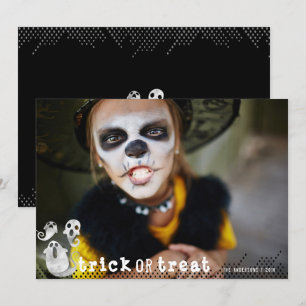 Cute Watercolor Spöken Halloween Photo Inbjudningar
