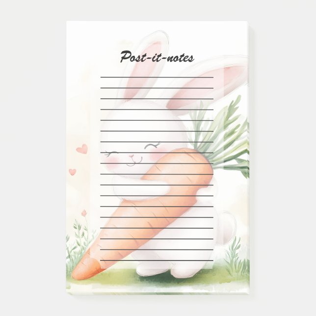 Cute Watercolor Spring Bunny Carrot Post-it Block (Framsida)