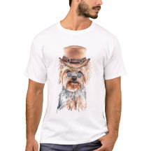 Cute Watercolor Steampunk Yorkshire Terrier