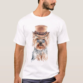 Cute Watercolor Steampunk Yorkshire Terrier T Shirt
