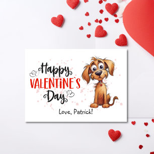 Cute Watercolor Storybook Puppy Lycklig Valentines Julkort