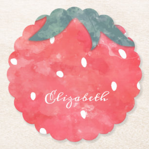 Cute Watercolor Strawberry Papper Tallrikar Underlägg Papper