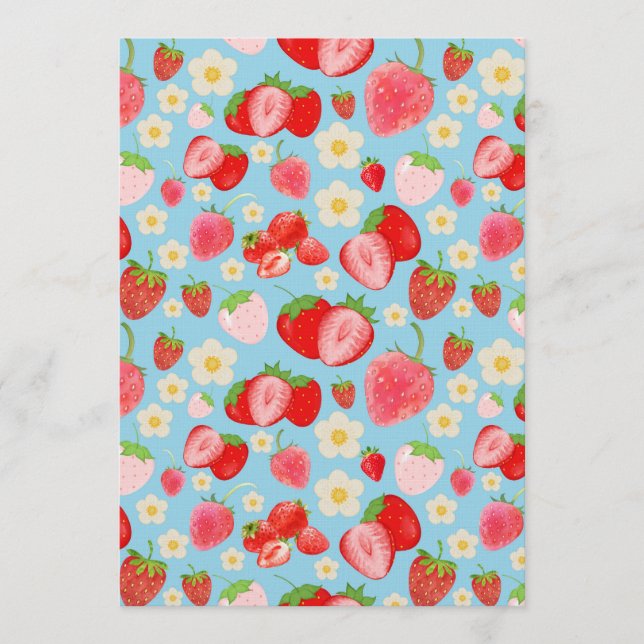 Cute Watercolor Strawberry Seamless Pattern Inbjudningar (Framsida)
