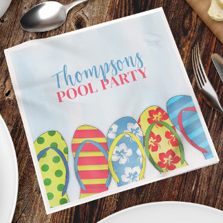 Cute Watercolor Summer Flinflip flops Anpassningsb Pappersservett