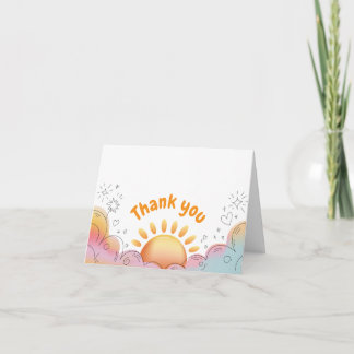Cute Watercolor Sun and Sparkles Doodle Tack Kort