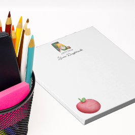 Cute Watercolor Teacher Gnome och Apple Anteckningsblock