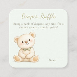 Cute Watercolor Teddy Bear Diaper Raffle Tilläggskort