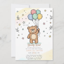 Cute Watercolor Teddy bear Illustration babyshower Inbjudningar