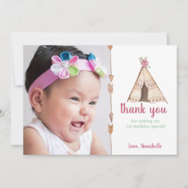 Cute Watercolor Teepee Camping Birthday Tack Kort