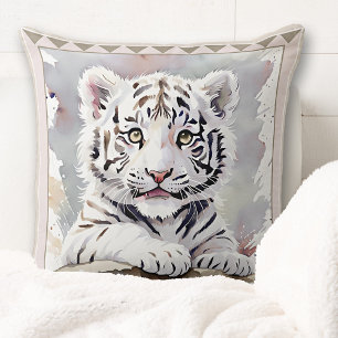 Cute Watercolor Tiger Unge Animal Art Art Kudde